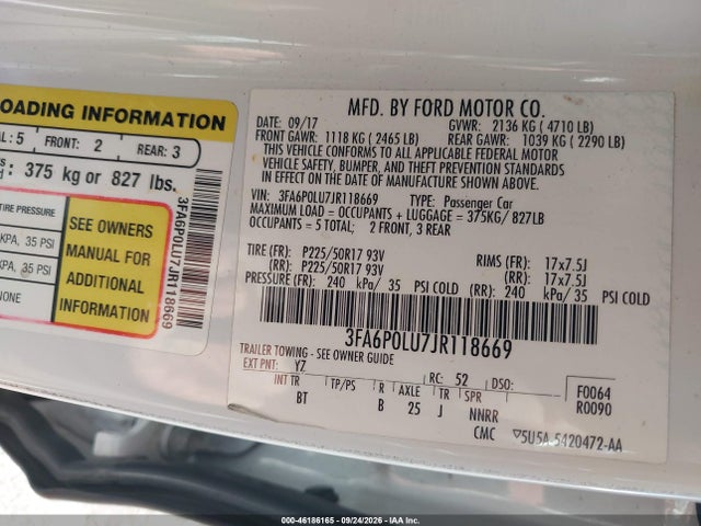 Ford Fusion Hybrid Se 2018 3FA6P0LU7JR118669 Image 9