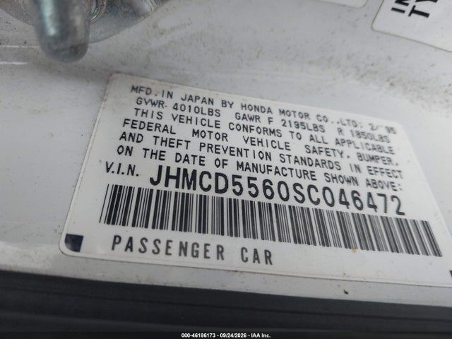 Продажа на аукционе авто 1995 Honda Accord Ex, vin: JHMCD5560SC046472, номер лота: 46186173