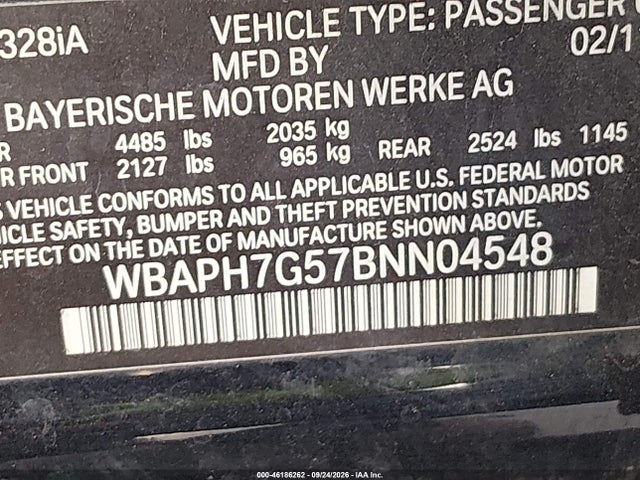 Продажа на аукционе авто 2011 Bmw 328i, vin: WBAPH7G57BNN04548, номер лота: 46186262