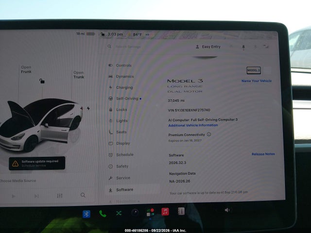 Aukcja sprzedaży 2022 Tesla Model 3 Long Range Dual Motor All-wheel Drive, vin: 5YJ3E1EBXNF275740, numer aukcji: 46186286