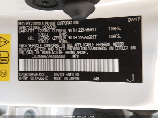46186298 :رقم المزاد ، JTJYARBZ7H2082080 vin ، 2017 Lexus Nx 200t مزاد بيع