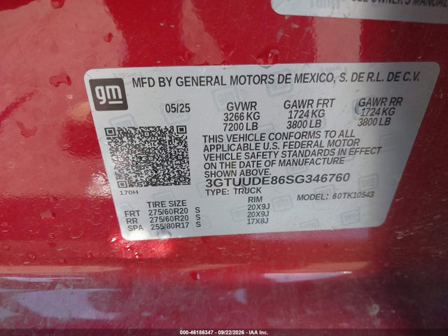 Продажа на аукционе авто 2025 Gmc Sierra 1500 4wd  Short Box Slt, vin: 3GTUUDE86SG346760, номер лота: 46186347