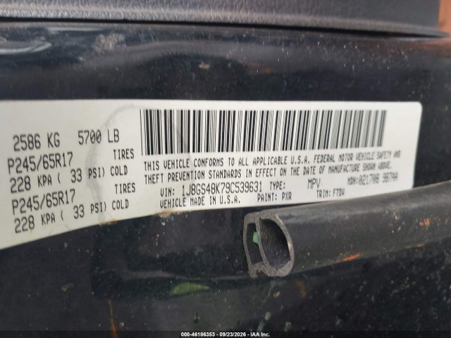 46186353 :رقم المزاد ، 1J8GS48K79C539631 vin ، 2009 Jeep Grand Cherokee Laredo مزاد بيع