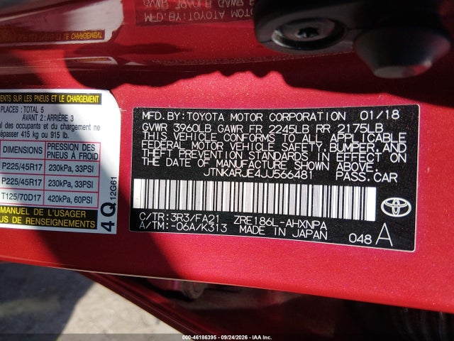 JTNKARJE4JJ566481 Toyota COROLLA IM