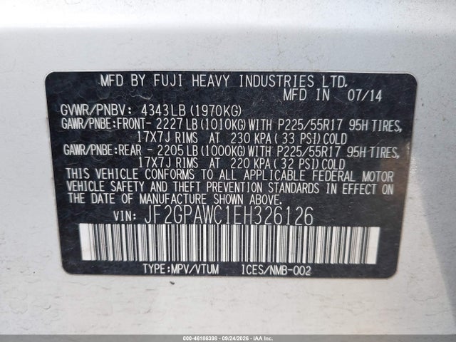 JF2GPAWC1EH326126 Subaru Xv Crosstrek 2.0i Premium