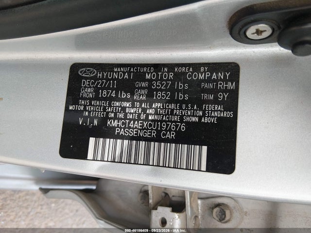 Aukcja sprzedaży 2012 Hyundai Accent Gls, vin: KMHCT4AEXCU197676, numer aukcji: 46186409