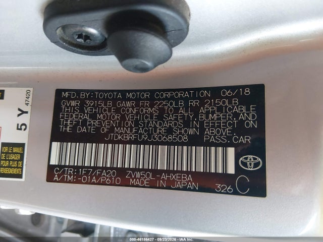 Toyota Prius Two 2018 JTDKBRFU9J3068508 Image 9