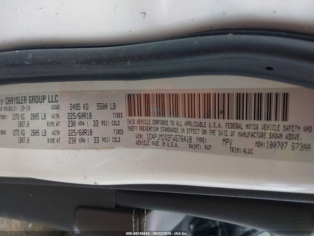 2015 Jeep Cherokee Limited მანქანა იყიდება აუქციონზე, vin: 1C4PJMDS2FW576418, აუქციონის ნომერი: 46186452