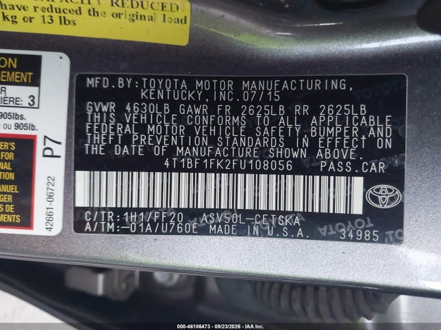 Продаж на аукціоні авто 2015 Toyota Camry Se, vin: 4T1BF1FK2FU108056, номер лоту: 46186473