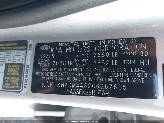 KIA RIO LX 2016 KNADM4A32G6667615 Image 9