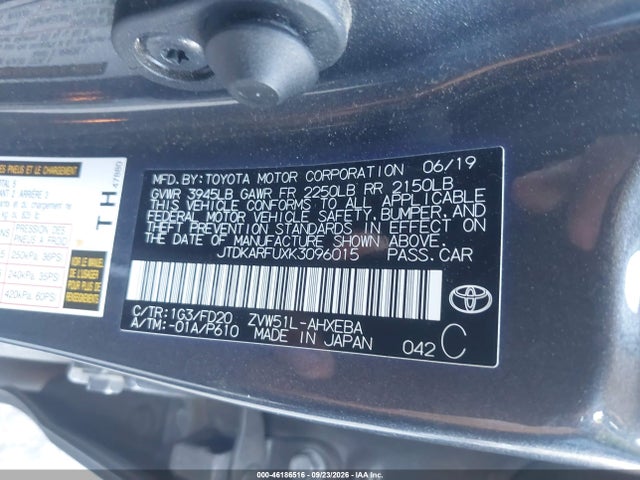 Toyota Prius Le 2019 JTDKARFUXK3096015 Image 9
