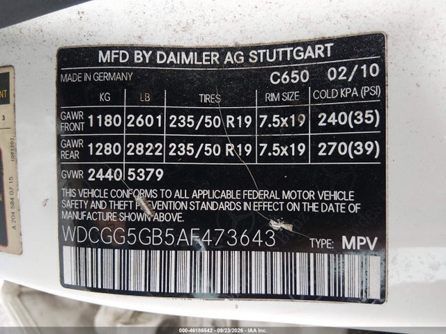 Продаж на аукціоні авто 2010 Mercedes-benz Glk 350, vin: WDCGG5GB5AF473643, номер лоту: 46186542