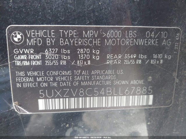 Aukcja sprzedaży 2011 Bmw X5 Xdrive50i, vin: 5UXZV8C54BLL67885, numer aukcji: 46186574