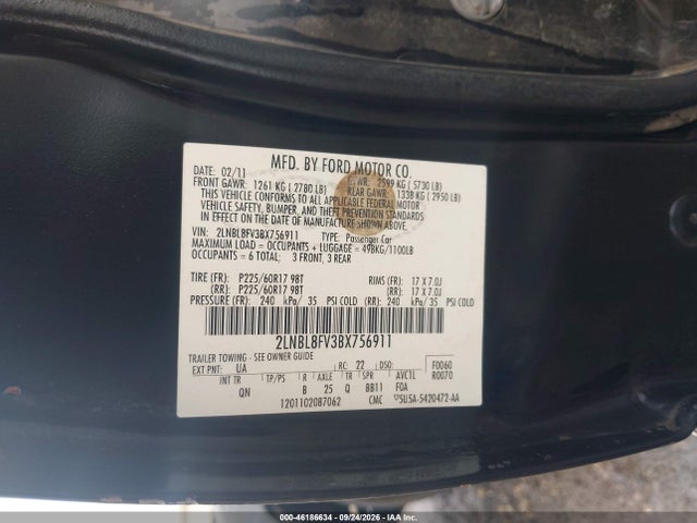 Продажа на аукционе авто 2011 Lincoln Town Car Signature L, vin: 2LNBL8FV3BX756911, номер лота: 46186634