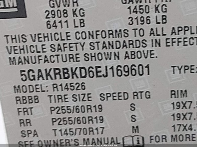 Продажа на аукционе авто 2014 Buick Enclave Leather, vin: 5GAKRBKD6EJ169601, номер лота: 46186640