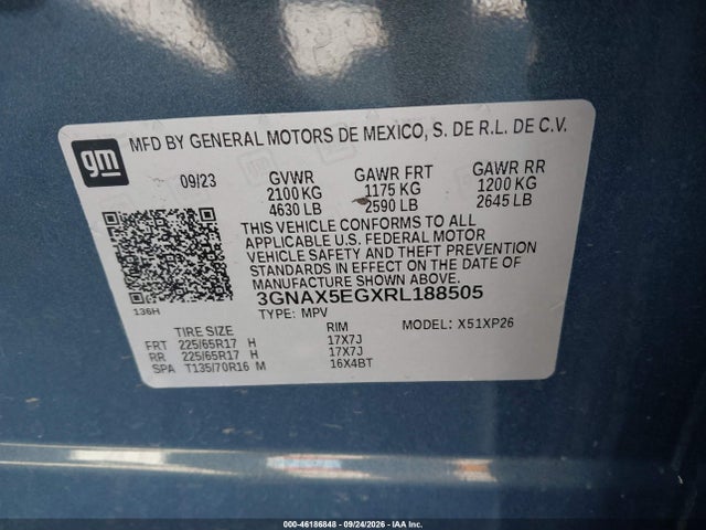 Продаж на аукціоні авто 2024 Chevrolet Equinox Awd 1fl, vin: 3GNAX5EGXRL188505, номер лоту: 46186848