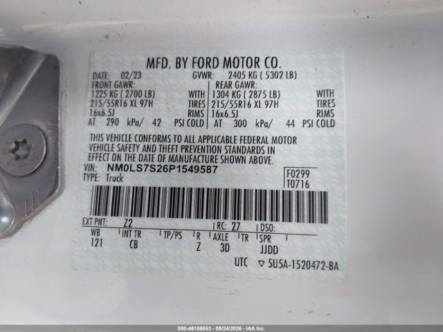 Продаж на аукціоні авто 2023 Ford Transit Connect Xl, vin: NM0LS7S26P1549587, номер лоту: 46186853