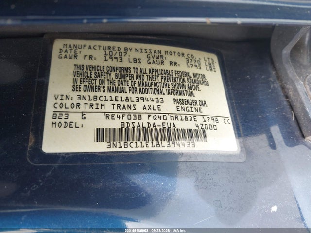Aukcja sprzedaży 2008 Nissan Versa 1.8s, vin: 3N1BC11E18L394433, numer aukcji: 46186903