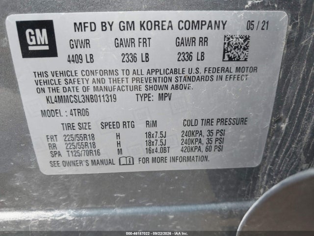 Продаж на аукціоні авто 2022 Buick Encore Gx Awd Preferred, vin: KL4MMCSL3NB011319, номер лоту: 46187022
