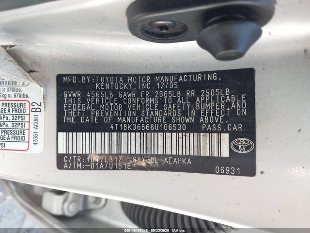 Продажа на аукционе авто 2006 Toyota Avalon Limited, vin: 4T1BK36B66U106530, номер лота: 46187046