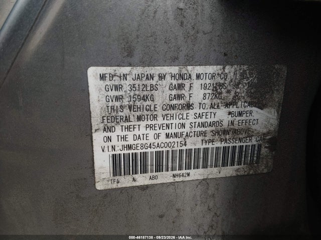 Продаж на аукціоні авто 2010 Honda Fit Sport, vin: JHMGE8G45AC002154, номер лоту: 46187138