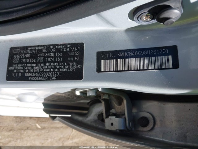 2008 Hyundai Accent Gls მანქანა იყიდება აუქციონზე, vin: KMHCN46C98U261201, აუქციონის ნომერი: 46187158