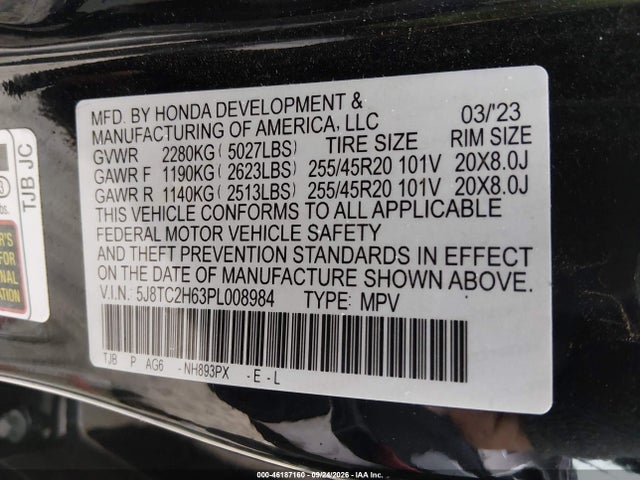 2023 Acura Rdx A-spec Package მანქანა იყიდება აუქციონზე, vin: 5J8TC2H63PL008984, აუქციონის ნომერი: 46187160