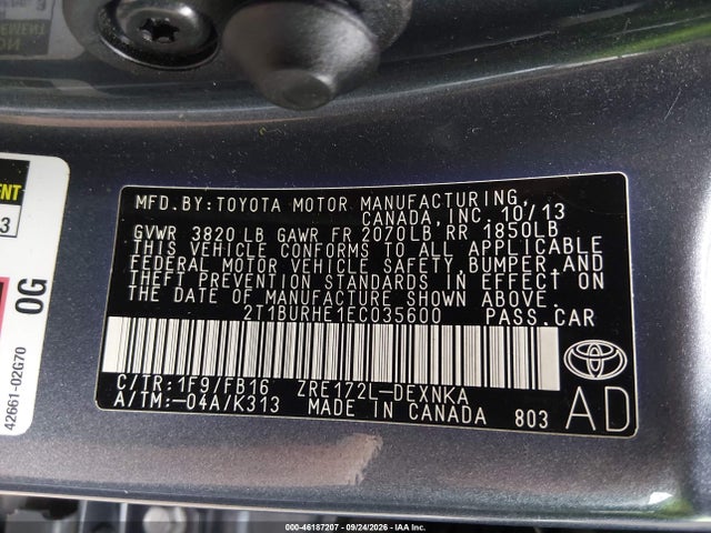Aukcja sprzedaży 2014 Toyota Corolla Le, vin: 2T1BURHE1EC035600, numer aukcji: 46187207