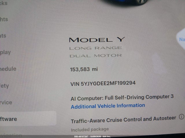 5YJYGDEE2MF199294 Tesla Model Y Long Range Dual Motor All-wheel Drive
