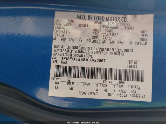 Aukcja sprzedaży 2010 Ford Explorer Sport Trac Xlt, vin: 1FMEU3BE8AUA23567, numer aukcji: 46187351