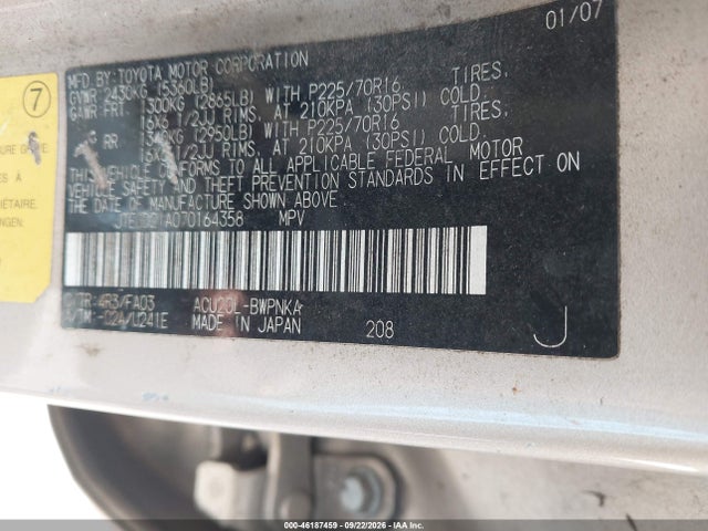 Aukcja sprzedaży 2007 Toyota Highlander, vin: JTEGD21A070164358, numer aukcji: 46187459