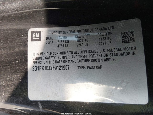 46187669 :رقم المزاد ، 2G1FK1EJ2F9121907 vin ، 2015 Chevrolet Camaro 2ss مزاد بيع