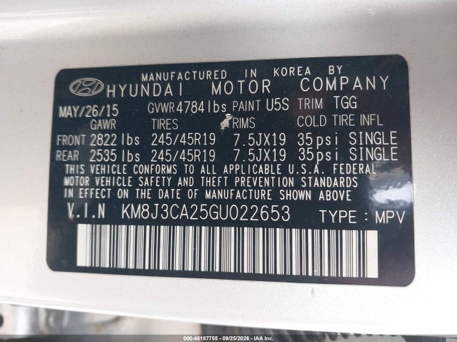 Продаж на аукціоні авто 2016 Hyundai Tucson Sport, vin: KM8J3CA25GU022653, номер лоту: 46187755