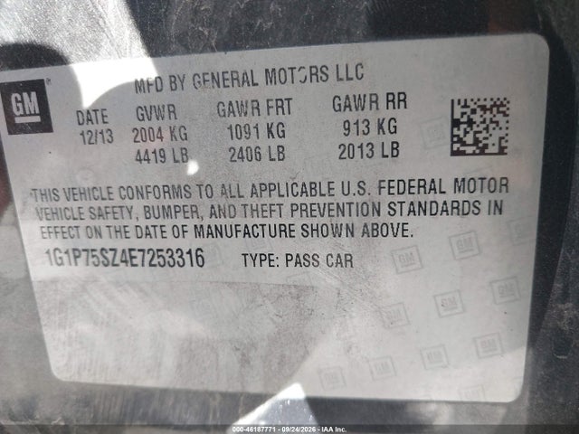 Aukcja sprzedaży 2014 Chevrolet Cruze Diesel, vin: 1G1P75SZ4E7253316, numer aukcji: 46187771
