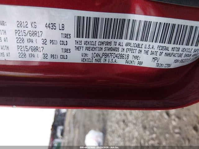 Aukcja sprzedaży 2015 Jeep Patriot Altitude Edition, vin: 1C4NJPBA7FD428618, numer aukcji: 46187866