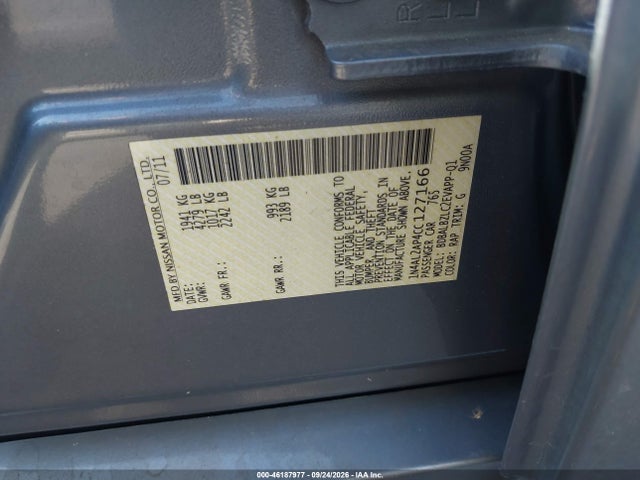 2012 Nissan Altima 2.5 S მანქანა იყიდება აუქციონზე, vin: 1N4AL2AP4CC127166, აუქციონის ნომერი: 46187977
