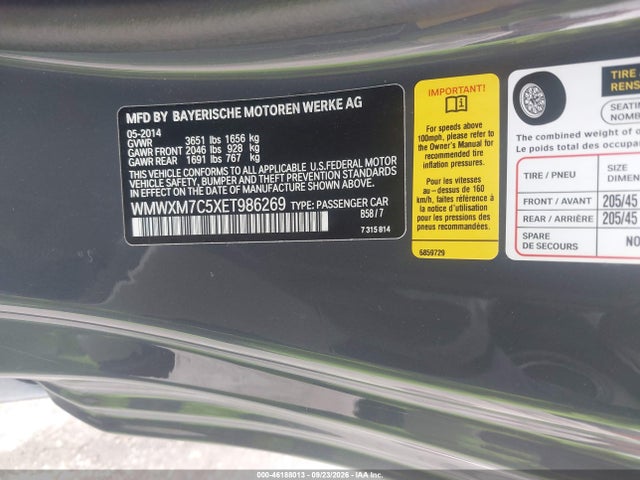 Продаж на аукціоні авто 2014 Mini Hardtop Cooper S, vin: WMWXM7C5XET986269, номер лоту: 46188013