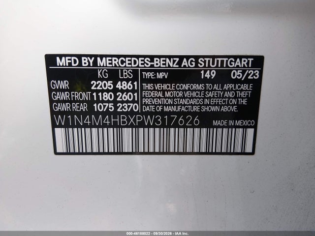 Продажа на аукционе авто 2023 Mercedes-benz Glb 250 4matic, vin: W1N4M4HBXPW317626, номер лота: 46188022