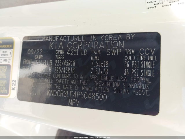 2023 Kia Niro Ex Touring მანქანა იყიდება აუქციონზე, vin: KNDCR3LE4P5048500, აუქციონის ნომერი: 46188045