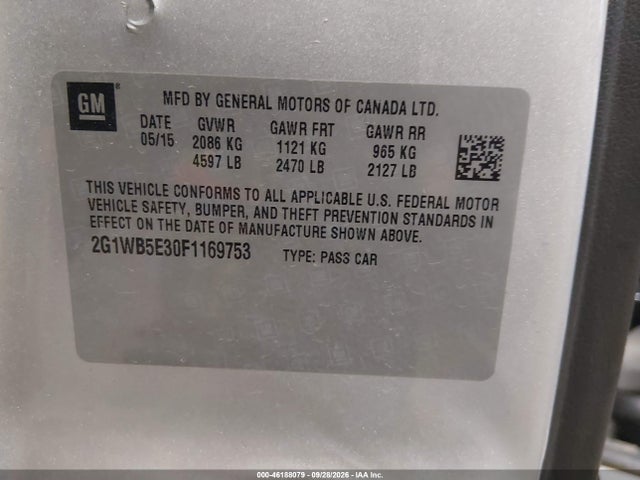 Chevrolet Impala Limited Lt 2015 2G1WB5E30F1169753 Image 9