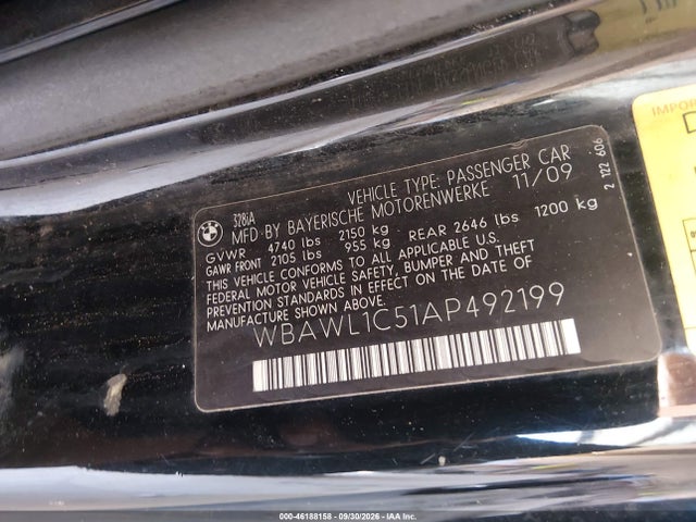2010 Bmw 328i მანქანა იყიდება აუქციონზე, vin: WBAWL1C51AP492199, აუქციონის ნომერი: 46188158