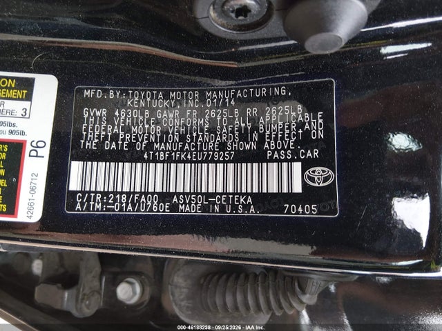Aukcja sprzedaży 2014 Toyota Camry L, vin: 4T1BF1FK4EU779257, numer aukcji: 46188238