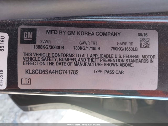 KL8CD6SA4HC741782 Chevrolet Chispa 1lt Cvt