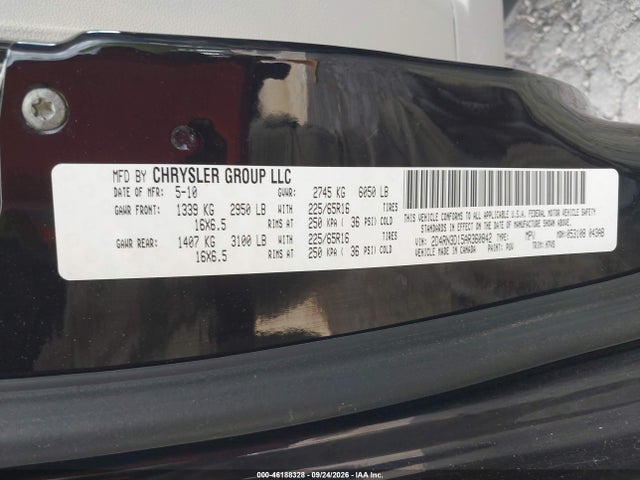 46188328 :رقم المزاد ، 2D4RN3D15AR360842 vin ، 2010 Dodge Grand Caravan Hero مزاد بيع