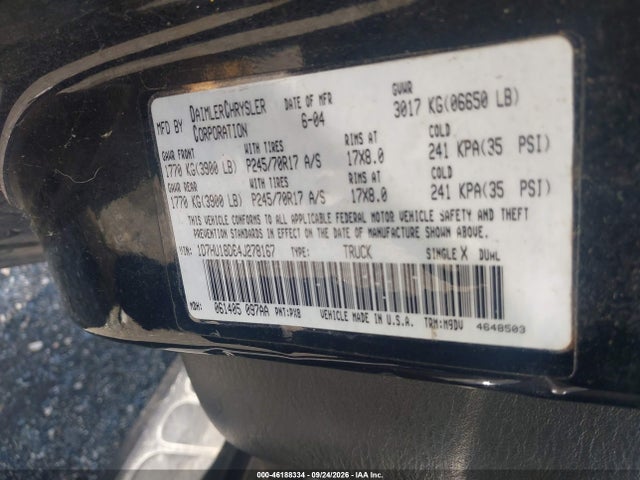 Продажа на аукционе авто 2004 Dodge Ram 1500 St/slt, vin: 1D7HU18D64J278167, номер лота: 46188334