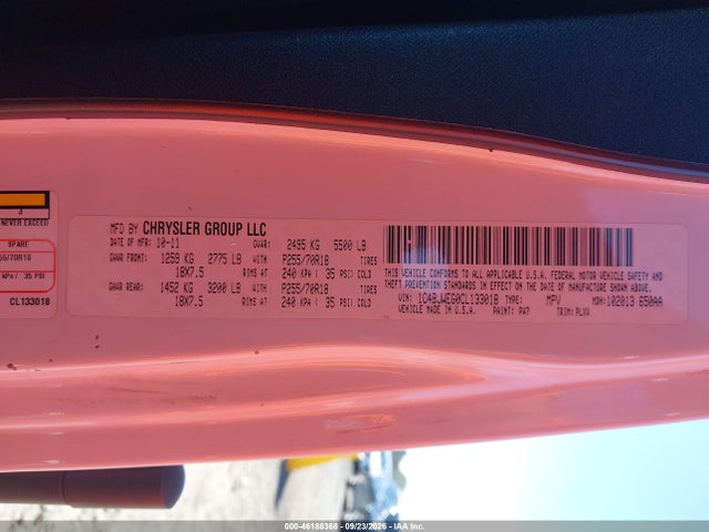 2012 Jeep Wrangler Unlimited Sahara მანქანა იყიდება აუქციონზე, vin: 1C4BJWEG0CL133018, აუქციონის ნომერი: 46188368