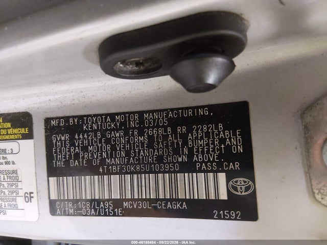 Продаж на аукціоні авто 2005 Toyota Camry Xle V6, vin: 4T1BF30K85U103950, номер лоту: 46188484