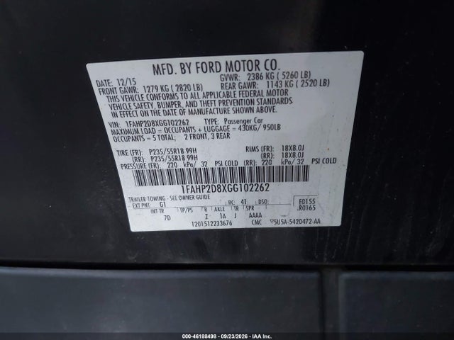Продаж на аукціоні авто 2016 Ford Taurus Se, vin: 1FAHP2D8XGG102262, номер лоту: 46188498