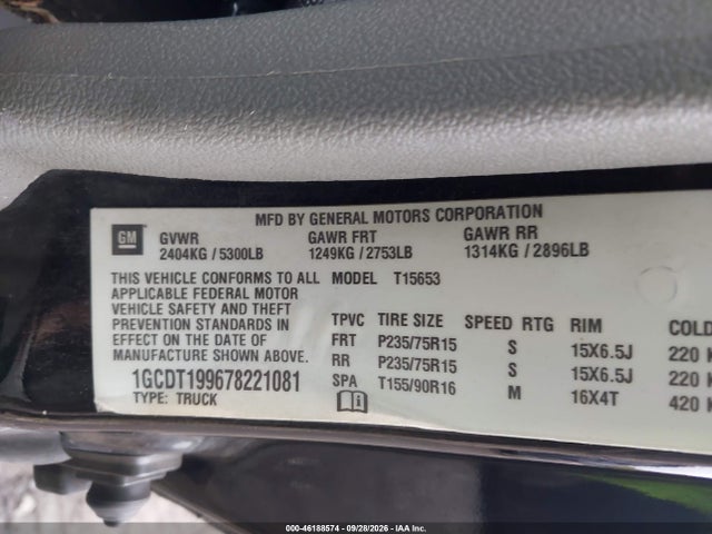 Продажа на аукционе авто 2007 Chevrolet Colorado Ls, vin: 1GCDT199678221081, номер лота: 46188574