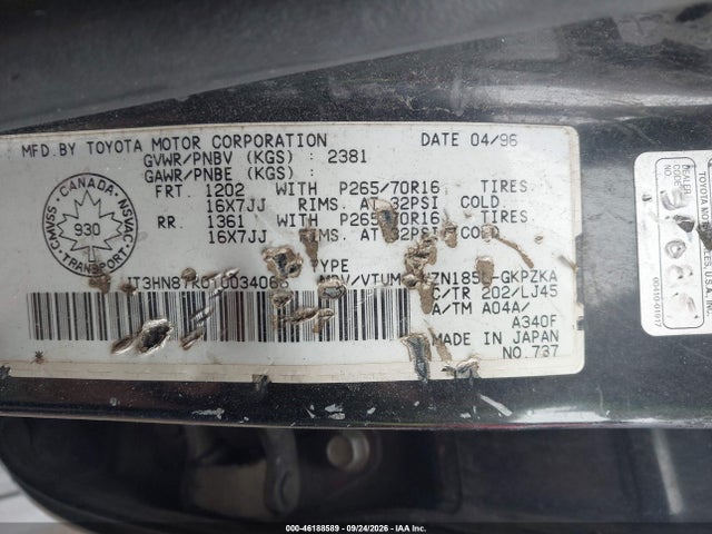 Продажа на аукционе авто 1996 Toyota 4runner Limited, vin: JT3HN87R0T0034066, номер лота: 46188589